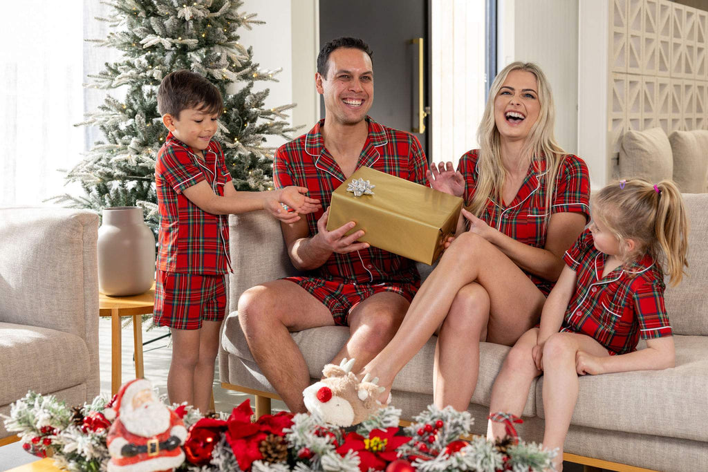 matching red tartan christmas pjs